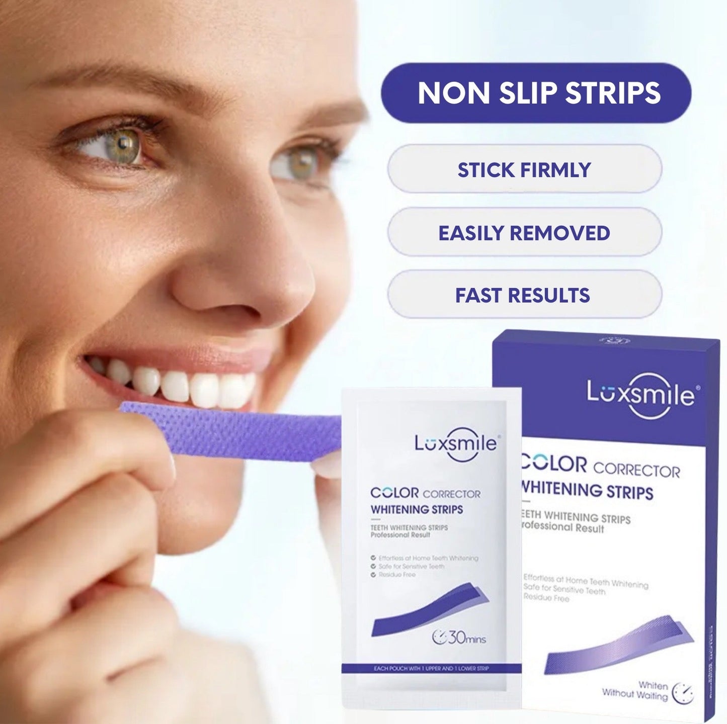 LUXSMILE 28 Teeth Whitening Strips NO PEROXIDE 14 Days Supply