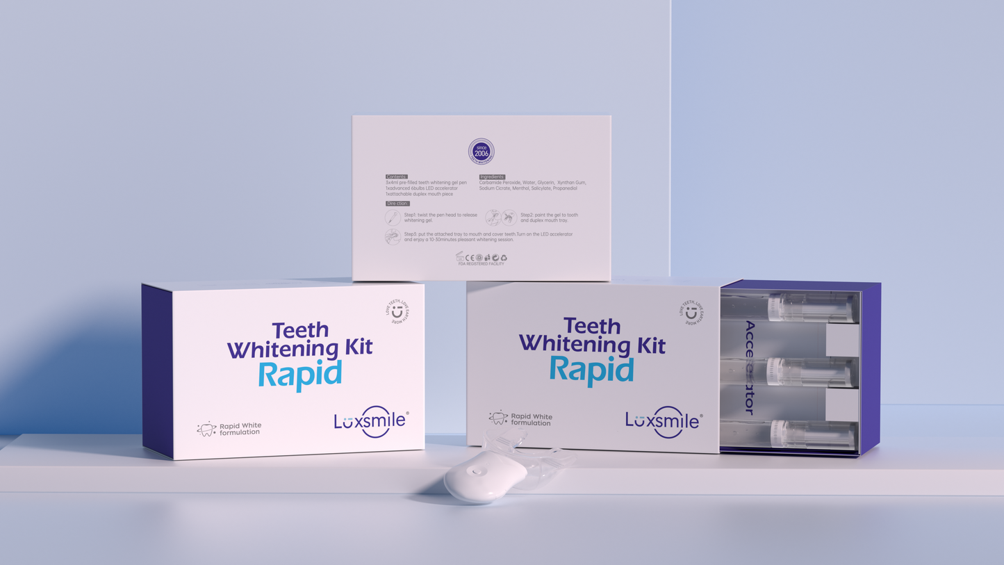 Luxsmile Rapid NON Sensitive Teeth Whitening Kit Blue 6 LED Light 60 Treatments