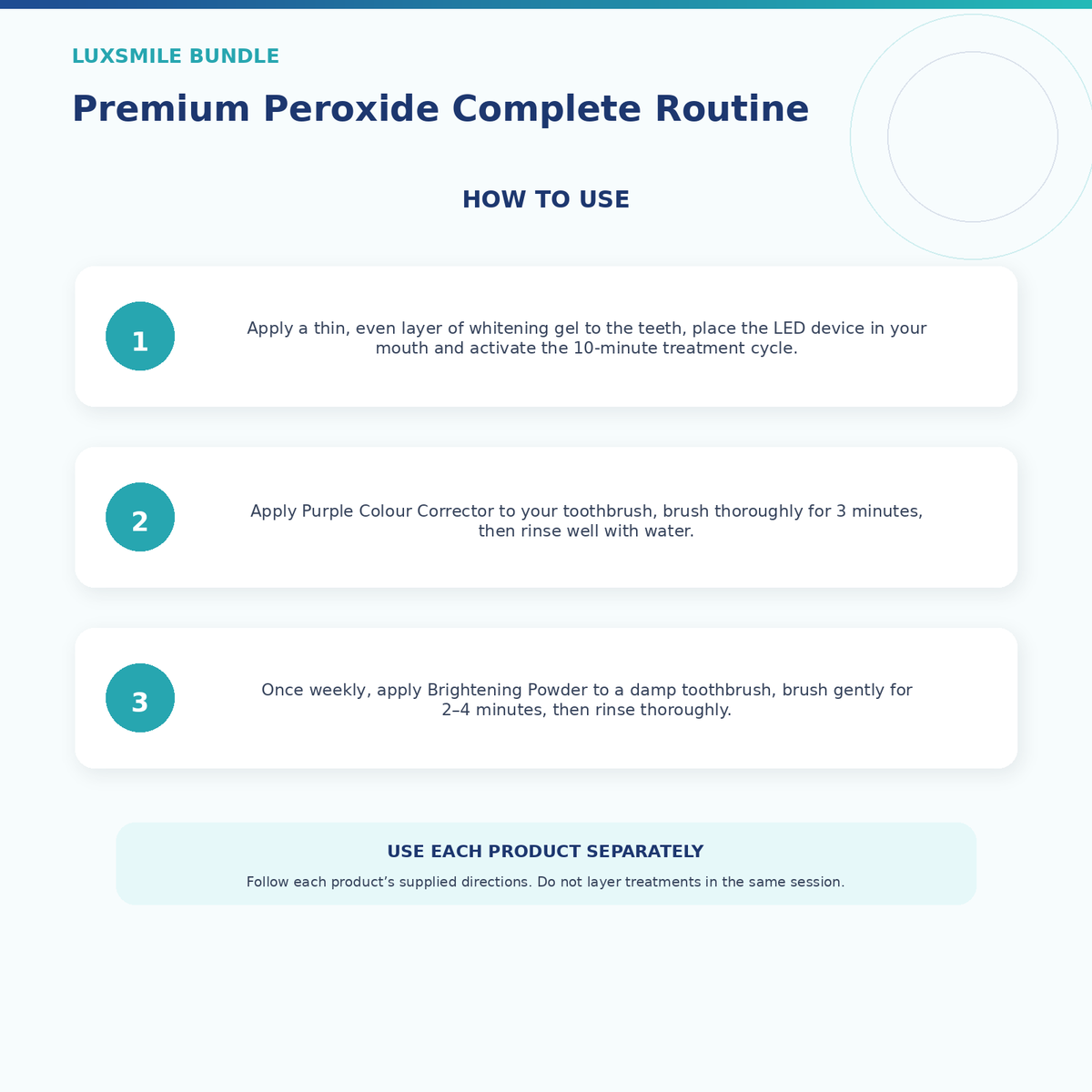 Luxsmile Premium Peroxide Complete Routine How to Use
