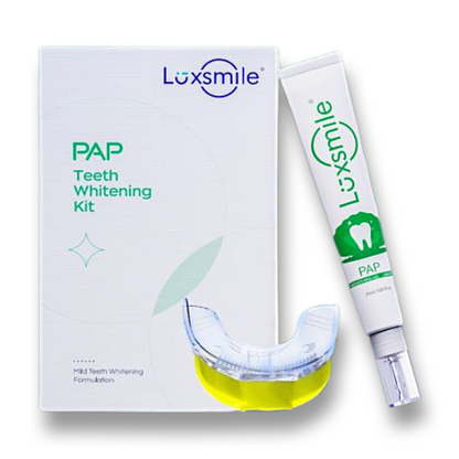 LUXSMILE Pap Teeth Whitening Kit, Dual Blue/Red LED Function, 18-20 Treatments