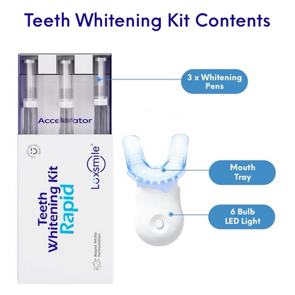 Luxsmile Rapid NON Sensitive Teeth Whitening Kit Blue 6 LED Light 60 Treatments