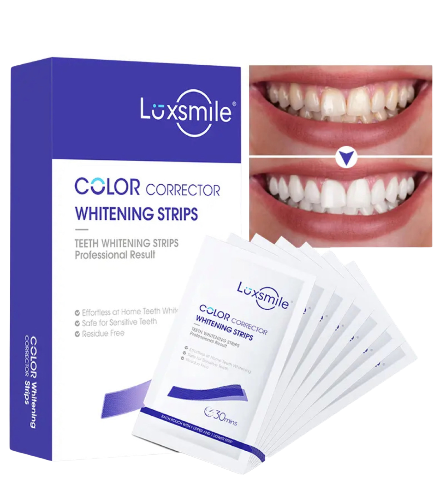 LUXSMILE 28 Teeth Whitening Strips NO PEROXIDE 14 Days Supply