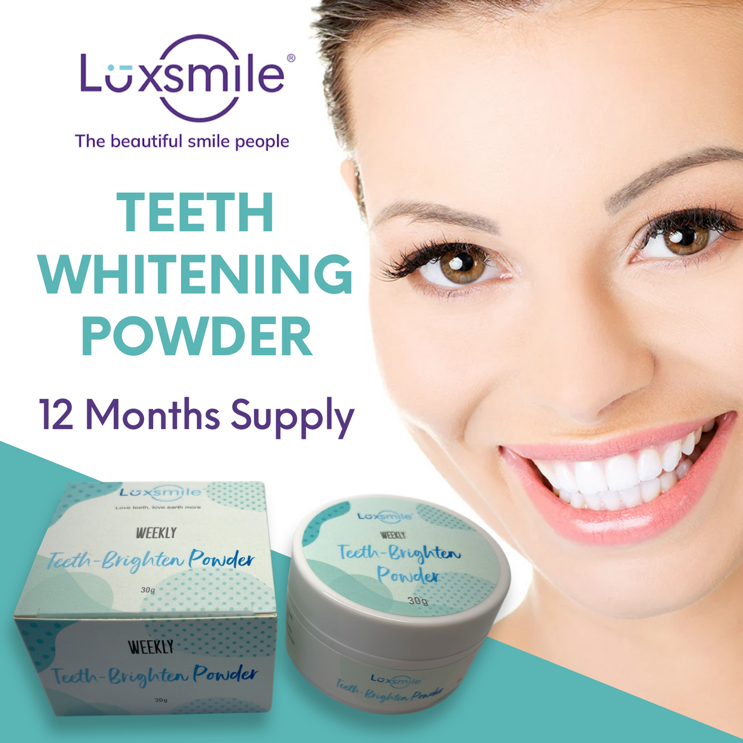 Luxsmile Weekly Teeth Whitening Powder 12 Months Supply