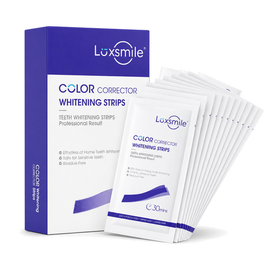 Luxsmile PAP Colour Correcting Whitening Strips with exactly 14 treatment sachets