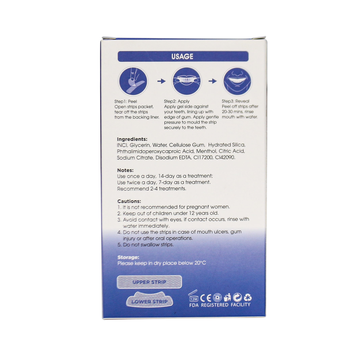 Luxsmile PAP Colour Correcting Whitening Strips packaging details