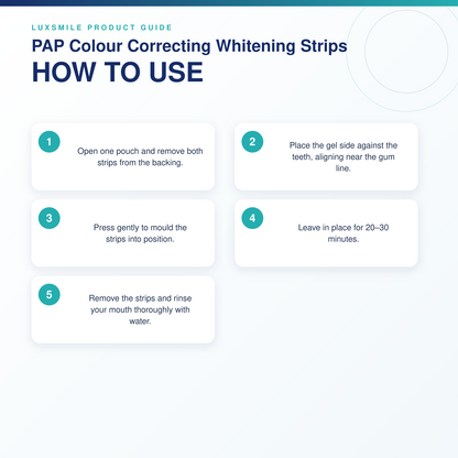 How to use Luxsmile PAP Colour Correcting Whitening Strips