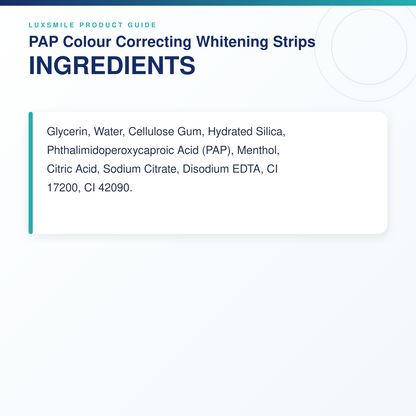 Luxsmile PAP Colour Correcting Whitening Strips ingredients