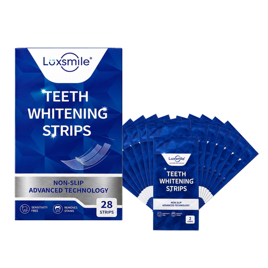 Luxsmile Teeth Whitening Strips box with exactly 14 sealed treatment sachets