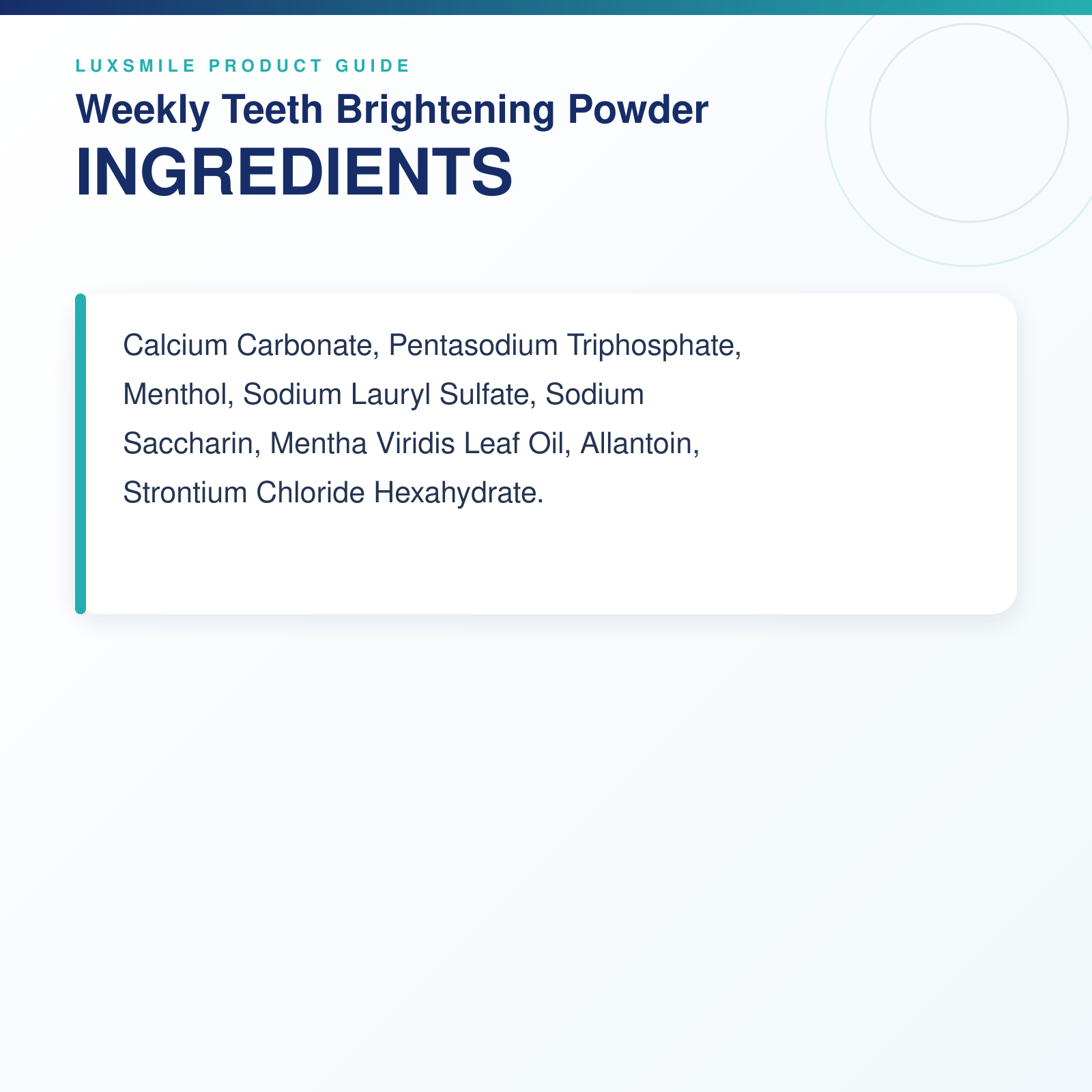 Luxsmile Weekly Teeth Brightening Powder ingredients