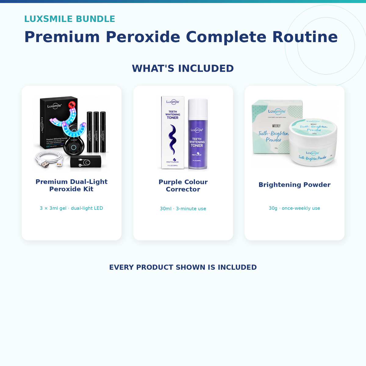 Luxsmile Premium Peroxide Complete Routine — What's Included